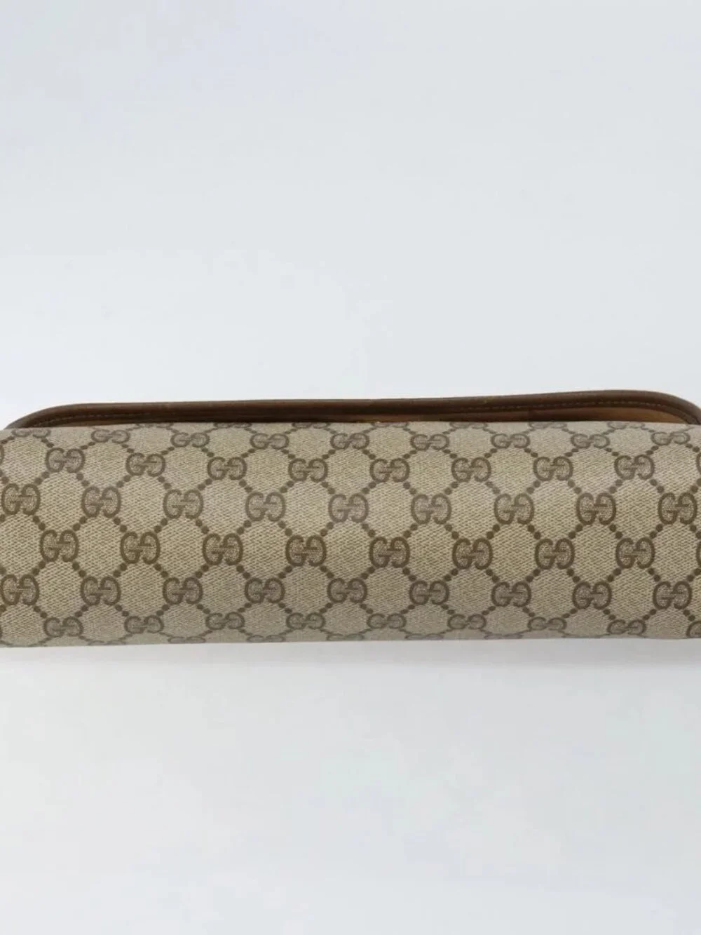 GUCCI GG Supreme Web Sherry Line Clutch Bag PVC Beige Red 89 01 031 Auth 145911